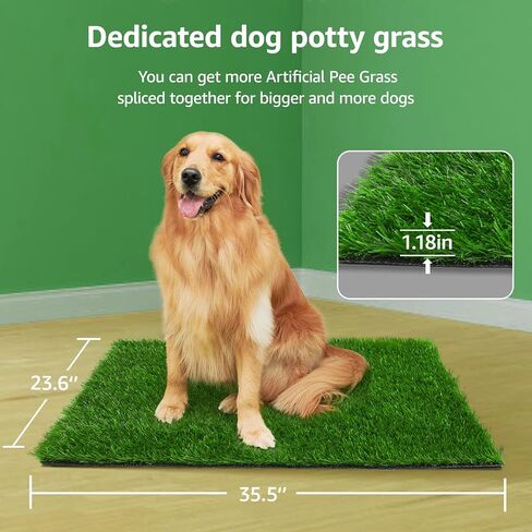 Artificial Pee Grass Pad for Dogs, Fake Grass Replacement Pads for Dog Potty Tray Training Pet Turf, Indoor and Outdoor Mat- 2 Packs (35.5" x 23.6") in Kuwait