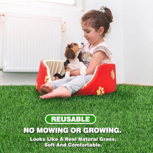 Artificial Pee Grass Pad for Dogs, Fake Grass Replacement Pads for Dog Potty Tray Training Pet Turf, Indoor and Outdoor Mat- 2 Packs (35.5" x 23.6") in Kuwait