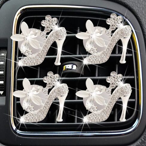 مشابك تنفيس الهواء للأحذية ذات الكعب العالي، 4 قطع من الكريستال معطرات هواء السيارة، مشابك لتهوية السيارة، مشبك من حجر الراين الماسي على شكل فيل لتزيين السيارة وديكور السيارة الداخلي وإكسسوارات السيارة للنساء (4 قطع حذاء) in Kuwait