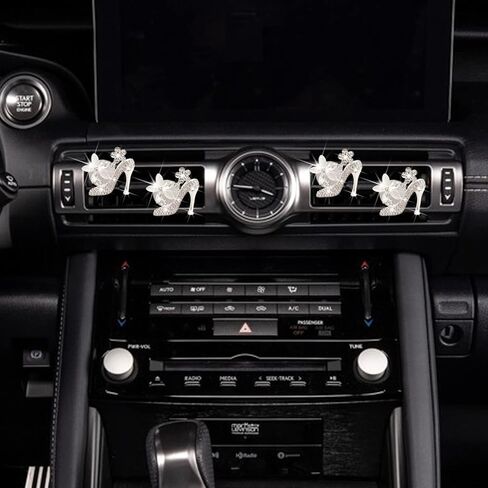 مشابك تنفيس الهواء للأحذية ذات الكعب العالي، 4 قطع من الكريستال معطرات هواء السيارة، مشابك لتهوية السيارة، مشبك من حجر الراين الماسي على شكل فيل لتزيين السيارة وديكور السيارة الداخلي وإكسسوارات السيارة للنساء (4 قطع حذاء) in Kuwait