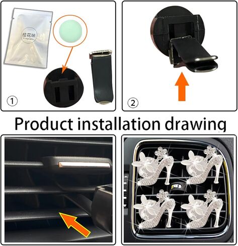مشابك تنفيس الهواء للأحذية ذات الكعب العالي، 4 قطع من الكريستال معطرات هواء السيارة، مشابك لتهوية السيارة، مشبك من حجر الراين الماسي على شكل فيل لتزيين السيارة وديكور السيارة الداخلي وإكسسوارات السيارة للنساء (4 قطع حذاء) in Kuwait