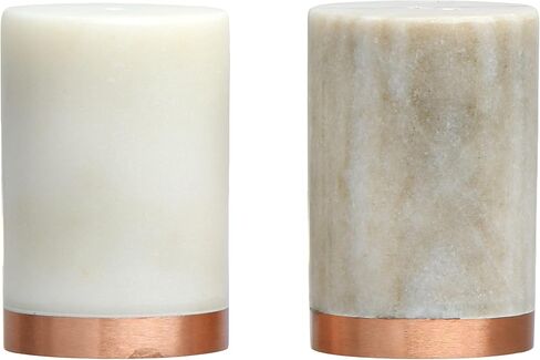 Creative Co-Op Marble Peper Shakers (Set of 2) Salt and Pepper Mills, White in Saudi Arabia
