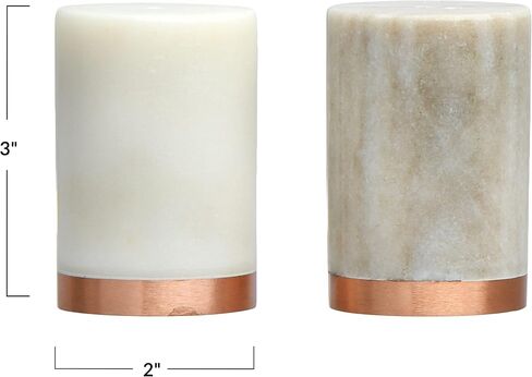 Creative Co-Op Marble Peper Shakers (Set of 2) Salt and Pepper Mills, White in Saudi Arabia