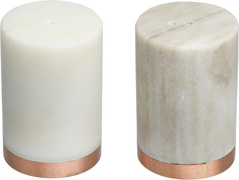 Creative Co-Op Marble Peper Shakers (Set of 2) Salt and Pepper Mills, White in Saudi Arabia