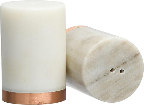 Creative Co-Op Marble Peper Shakers (Set of 2) Salt and Pepper Mills, White in Saudi Arabia