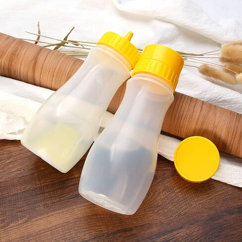 3 Pcs 5-hole Sauce Squeeze Bottle,12.8oz/380ml Plastic Condiment Squeeze Bottle for Ketchup Jam Mayonnaise BBQ Sauce,Yellow in Kuwait