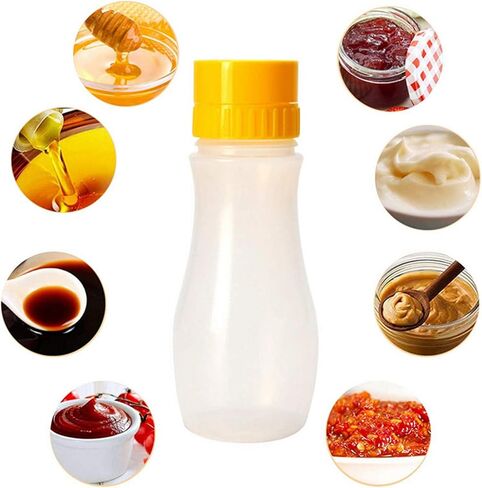 3 Pcs 5-hole Sauce Squeeze Bottle,12.8oz/380ml Plastic Condiment Squeeze Bottle for Ketchup Jam Mayonnaise BBQ Sauce,Yellow in Kuwait