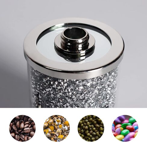 Crystal Salt and Pepper Shakers Set with Tray,Sparkly Crystal Crushed Diamond House Decor for Kitchen,Bling Salt Pepper Jar Container Pot for Countertop,saleros para cocina elegantes,Silver in Saudi Arabia