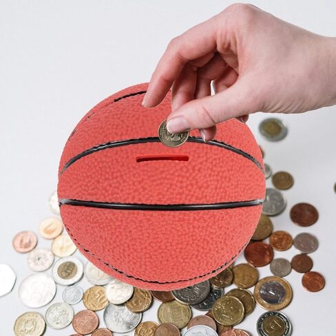 بنك كرة السلة الخنزير، كرة السلة الرياضية تحت عنوان بنك العملات المعدنية، حجم كبير من الراتنج الرياضي لكرة المال وعاء توفير المال للأطفال هدايا عيد ميلاد ديكور سطح المكتب in Kuwait