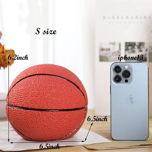 بنك كرة السلة الخنزير، كرة السلة الرياضية تحت عنوان بنك العملات المعدنية، حجم كبير من الراتنج الرياضي لكرة المال وعاء توفير المال للأطفال هدايا عيد ميلاد ديكور سطح المكتب in Kuwait