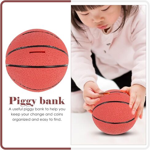 بنك كرة السلة الخنزير، كرة السلة الرياضية تحت عنوان بنك العملات المعدنية، حجم كبير من الراتنج الرياضي لكرة المال وعاء توفير المال للأطفال هدايا عيد ميلاد ديكور سطح المكتب in Kuwait