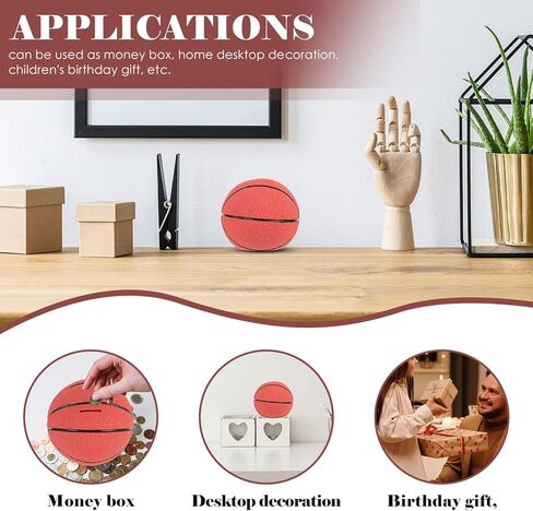 بنك كرة السلة الخنزير، كرة السلة الرياضية تحت عنوان بنك العملات المعدنية، حجم كبير من الراتنج الرياضي لكرة المال وعاء توفير المال للأطفال هدايا عيد ميلاد ديكور سطح المكتب in Kuwait