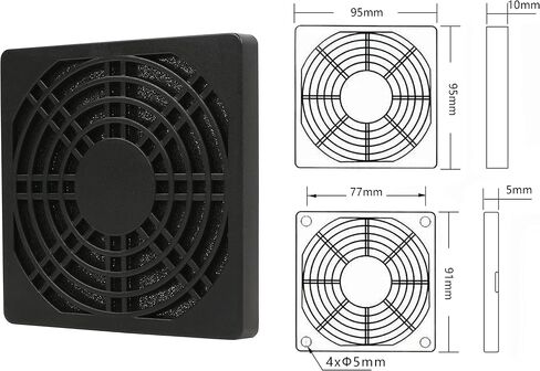 GELRHONR 120 x 120mm PC Chassis Fan Dust Cover,2 PCS 125mm Computer Dustproof Fan Protector Dust Filter Cover Grill with Screws (Black-12cm) in Saudi Arabia