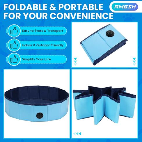 Dog Whelping Box, Foldable Birthing Pool for Dogs, Whelping Pool for Puppies, Poartable Plastic Swimming Pool & Bath Tub for Dogs, Blue (Blue, 31.5" Dia. × 7.9" H (80cm × 20cm)) in Saudi Arabia