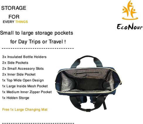 Econour Diaper Bag Backpack, Multifunction Travel Back Pack maternity bags for baby Changing Bags, Large Capacity, Waterproof Travel Back Pack Maternity Baby Nappy Changing Bags for Mom Dad (Blue) in Saudi Arabia