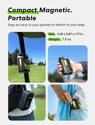 Flysocks Range Finder Golf مع منحدر، بطارية قابلة للشحن، 1200Y Range Finder for Disc Golf، اهتزاز قفل سارية العلم، 7X Zoom Golf Rangefinder مع مغناطيس، ملحقات الجولف للرجال in Kuwait