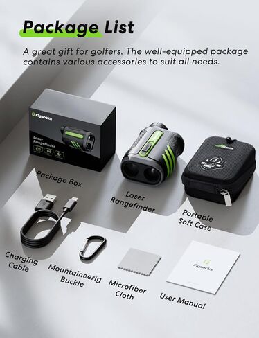 Flysocks Range Finder Golf مع منحدر، بطارية قابلة للشحن، 1200Y Range Finder for Disc Golf، اهتزاز قفل سارية العلم، 7X Zoom Golf Rangefinder مع مغناطيس، ملحقات الجولف للرجال in Kuwait