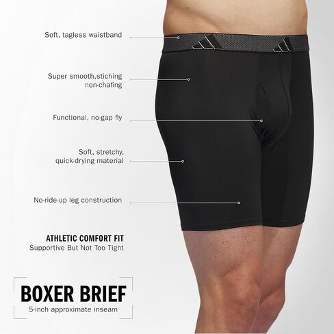adidas Men's Big & Tall Athletic Fit Microfiber Boxer Brief Underwear (3-Pack) in Saudi Arabia