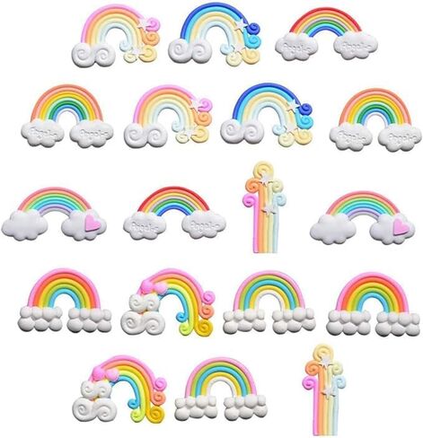 Pupdoge 18 pcs Cute Rainbow Slime Charms Clouds Ornaments Resin Flat Back Flatbacks for DIY Scrapbooking Craft Decoration in Saudi Arabia