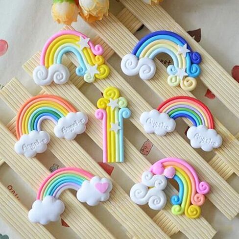 Pupdoge 18 pcs Cute Rainbow Slime Charms Clouds Ornaments Resin Flat Back Flatbacks for DIY Scrapbooking Craft Decoration in Saudi Arabia