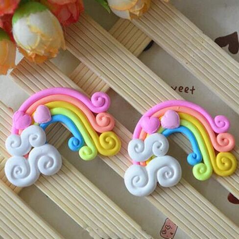 Pupdoge 18 pcs Cute Rainbow Slime Charms Clouds Ornaments Resin Flat Back Flatbacks for DIY Scrapbooking Craft Decoration in Saudi Arabia