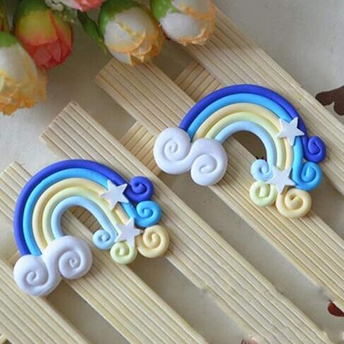 Pupdoge 18 pcs Cute Rainbow Slime Charms Clouds Ornaments Resin Flat Back Flatbacks for DIY Scrapbooking Craft Decoration in Saudi Arabia