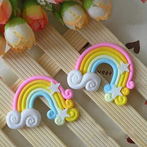 Pupdoge 18 pcs Cute Rainbow Slime Charms Clouds Ornaments Resin Flat Back Flatbacks for DIY Scrapbooking Craft Decoration in Saudi Arabia