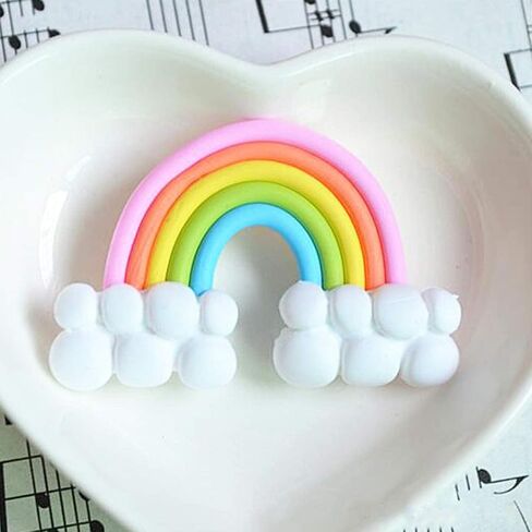 Pupdoge 18 pcs Cute Rainbow Slime Charms Clouds Ornaments Resin Flat Back Flatbacks for DIY Scrapbooking Craft Decoration in Saudi Arabia