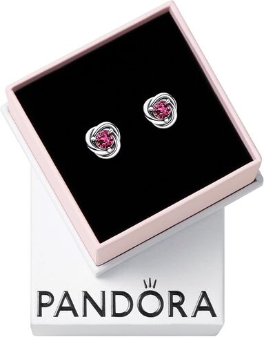PANDORA October Pink Eternity Circle Stud Earrings - Sterling Silver Birthstone Earrings with Man-Made Stones for Women - Gift for Her - With Gift Box in Saudi Arabia