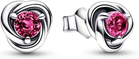 PANDORA October Pink Eternity Circle Stud Earrings - Sterling Silver Birthstone Earrings with Man-Made Stones for Women - Gift for Her - With Gift Box in Saudi Arabia