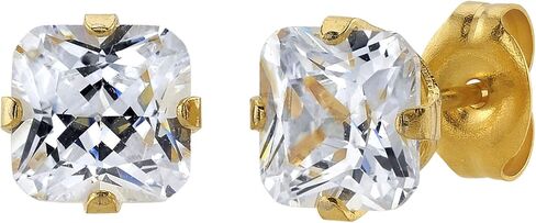 STUDEX Sensitive Princess Cut Cubic Zirconia Stud Earrings | Hypoallergenic and Nickel Safe for Sensitive Ears | High Fashion Earrings for Women and Men in Saudi Arabia