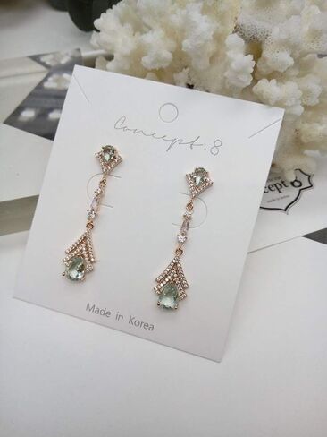 Cconcept8 Hypoallergenic and Nikel Free Long drop Earrings with Zircornia, 925 Sterling Silver Post for wamen and girls in Kuwait