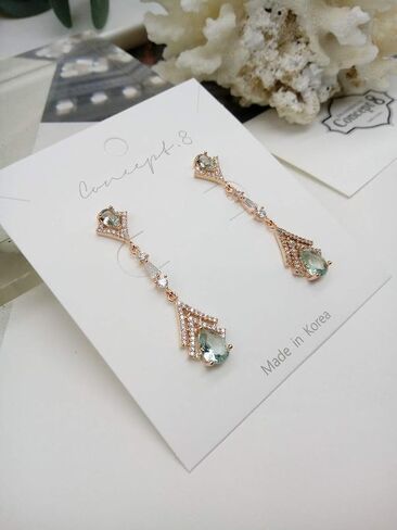 Cconcept8 Hypoallergenic and Nikel Free Long drop Earrings with Zircornia, 925 Sterling Silver Post for wamen and girls in Kuwait