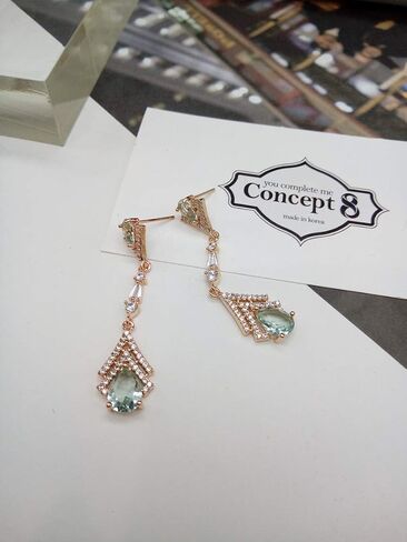 Cconcept8 Hypoallergenic and Nikel Free Long drop Earrings with Zircornia, 925 Sterling Silver Post for wamen and girls in Kuwait