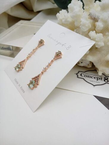 Cconcept8 Hypoallergenic and Nikel Free Long drop Earrings with Zircornia, 925 Sterling Silver Post for wamen and girls in Kuwait