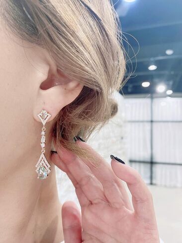 Cconcept8 Hypoallergenic and Nikel Free Long drop Earrings with Zircornia, 925 Sterling Silver Post for wamen and girls in Kuwait