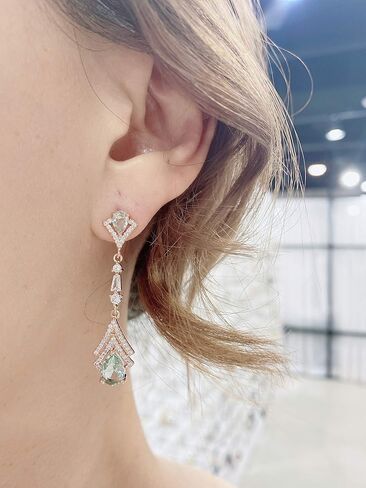 Cconcept8 Hypoallergenic and Nikel Free Long drop Earrings with Zircornia, 925 Sterling Silver Post for wamen and girls in Kuwait