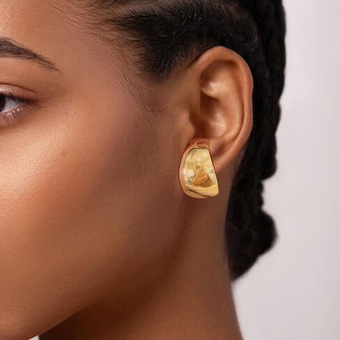 أقراط ذهبية للنساء أقراط مطلية بالذهب عيار 14 قيراط أقراط زركونيا مكعبة أنيقة أقراط ذهبية مكتنزة خفيفة الوزن تشيكوسلوفاكيا أقراط تعليق للنساء مجوهرات عصرية in Kuwait