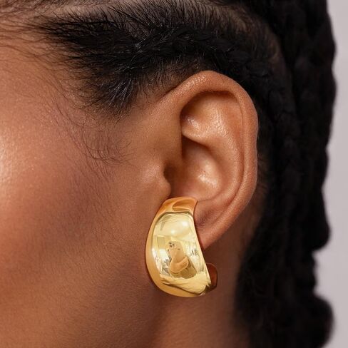 أقراط ذهبية للنساء أقراط مطلية بالذهب عيار 14 قيراط أقراط زركونيا مكعبة أنيقة أقراط ذهبية مكتنزة خفيفة الوزن تشيكوسلوفاكيا أقراط تعليق للنساء مجوهرات عصرية in Kuwait