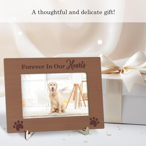 CMHIE Wood Picture Frame with stand, Memorial Gift for Loss of Dog and Cat, Forever In Our Heart Picture Frame Display 4x6 Horizontal Photo for Tabletop, Home Shelf Table Decorative Supplies -29 in Kuwait