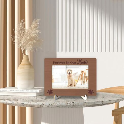 CMHIE Wood Picture Frame with stand, Memorial Gift for Loss of Dog and Cat, Forever In Our Heart Picture Frame Display 4x6 Horizontal Photo for Tabletop, Home Shelf Table Decorative Supplies -29 in Kuwait
