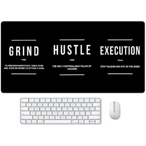Motivational Office Long Mouse Pad Desk Pad Big Mouse Mat Inspirational Black Keyboard Hustle Desktop Entrepreneur Quote Mousepad for Mens Teens Gifts Daily Reminder 31.5"x15.7"