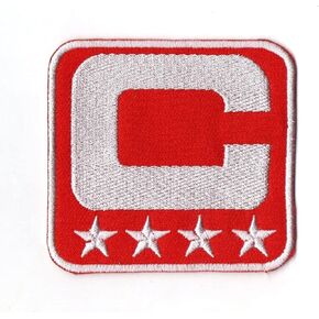Captain C Patch Red 4 Stars Football Soccer Baseball Hockey Sports Iron On Embroidered for Hat Shirt Jacket Clothing Backpacks Jeans Cap Size 2.70x2.70 Inch A214