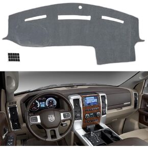 Car Dash Covers Fit for 2009-2018 Dodge Ram 1500 2500 3500, Flannel Nonslip Dashboard Cover Board Mat Sunshade No-Glare and Slip Pad Carpet Sunshield Protector - Color Grey