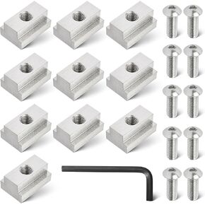RED WOLF Thread 3/8"-16 T-Slot Nut Button Socket Cap Screw 10 Pack for Toyota Tundra Tacoma Pickup Truck Cargo Bed Rail Deck Cleat Rack Trail 304 Stainless Steel Tie Down w/Wrench