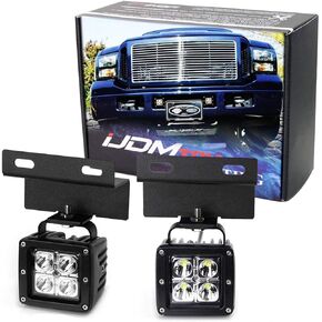 iJDMTOY Lower Grille LED Pod Light Fog Lamps Compatible With 2005-07 Ford F250 F350 F450 Excursion, Incl (2) 20W High Power LED Cubes, OEM Foglamp Location Mounting Brackets & On/Off Switch Relay