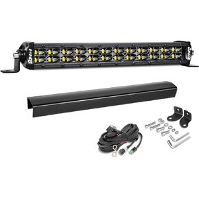 12 Inch LED Light Bar 96W Off Road Single Row LED Driving Fog Lights with Wiring Harness Super Slim Spot Flood Combo Work Light Bumper Light for Trucks UTV ATV SUV Boat
