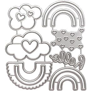 Silver Cutting Dies for Cards Making Rainbow Cloud Die Cuts Metal Embossing Stencils Template Mould for DIY Scrapbooking Photo Album Decorative Die-Cuts