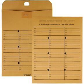 Quality Park 2-Side Interoffice Envelopes, Redi-Tac Box-Style, Brown Kraft, 10 x 13, 100 per Box, (63666)