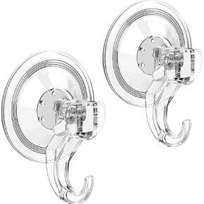 Suction Cup Hooks 2 Pack 4 Pack, Clear Heavy Duty Suction Cup, Waterproof Shower Hooks, Heavy Duty Vacuum Suction Hanger for Wreaths, Shower, Window, Kitchen, Tile, Glass Door (4), PK0222